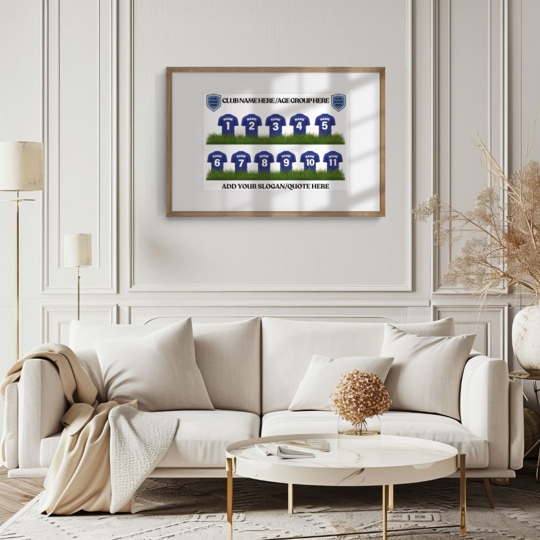 Adore Charlotte Customs Customised Grassroots Football Team Squad Prints White Classic Living Room