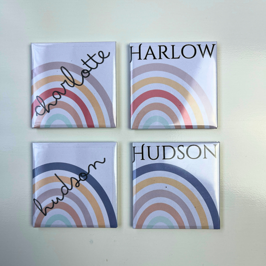 Personalised Baby Name Magnets for fridge whiteboards and lockers